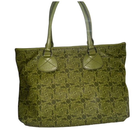 Céline Green Canvas Horse & Carriage Tote bag- Like new - Picture 3 of 8